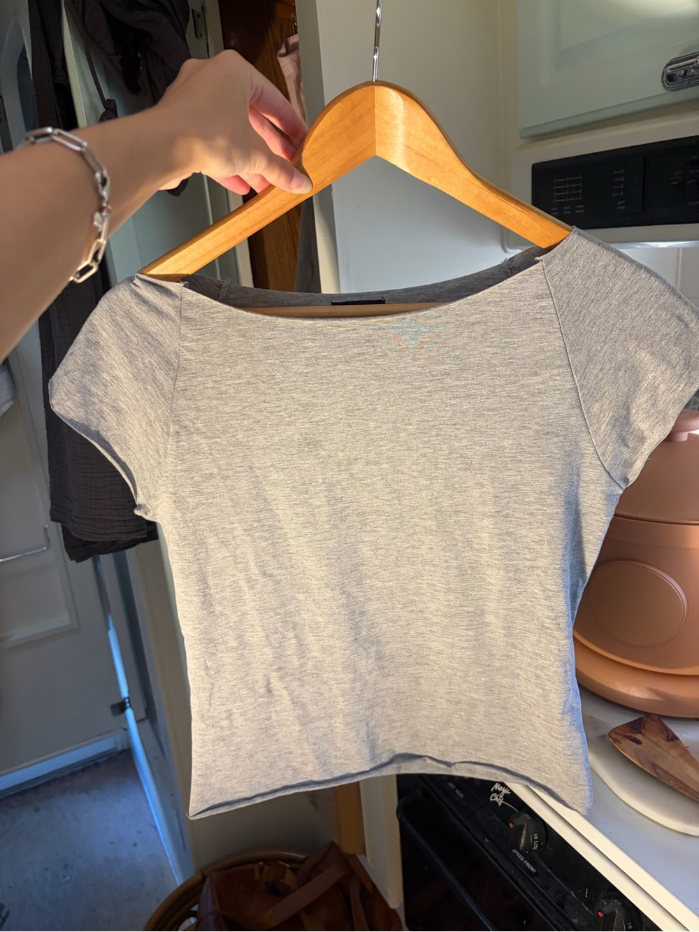 Y2K Justice Heather Gray Cropped Boatneck Tee